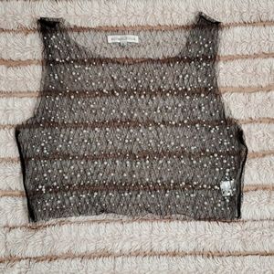 Mesh croptop with pearls